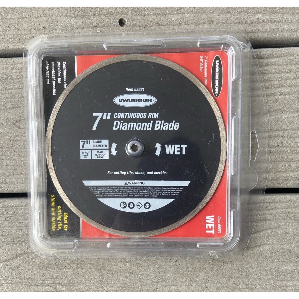 Warrior 7" Continuous Rim Diamond Saw Blade Wet Cutting Tile Stone & Marble